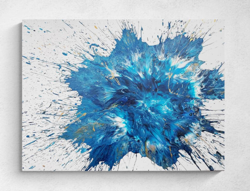 Blue Triple Splash - Acryl auf Keilrahmen 60x80cm - €95,-